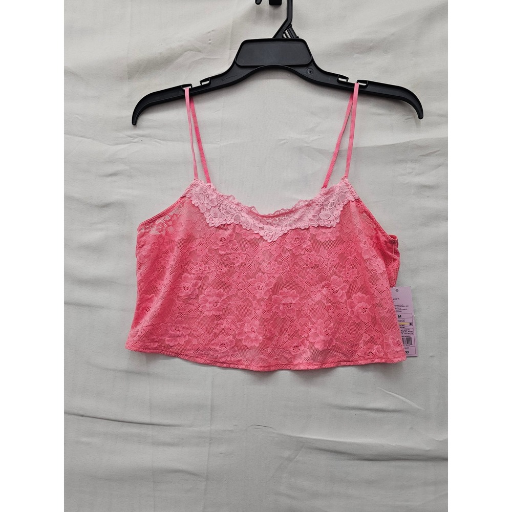 Wild Fable Womens Lace Crop Camisole Pink Nylon Blend Casual Size Medium